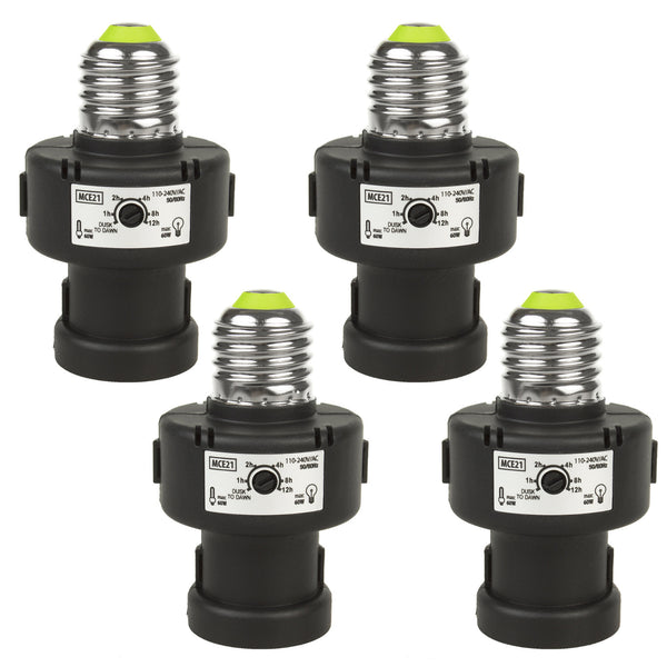 Portabombilla E27 Maclean, 100 W, con sensor crepuscular y temporizador, MCE21B, 4 unidades
