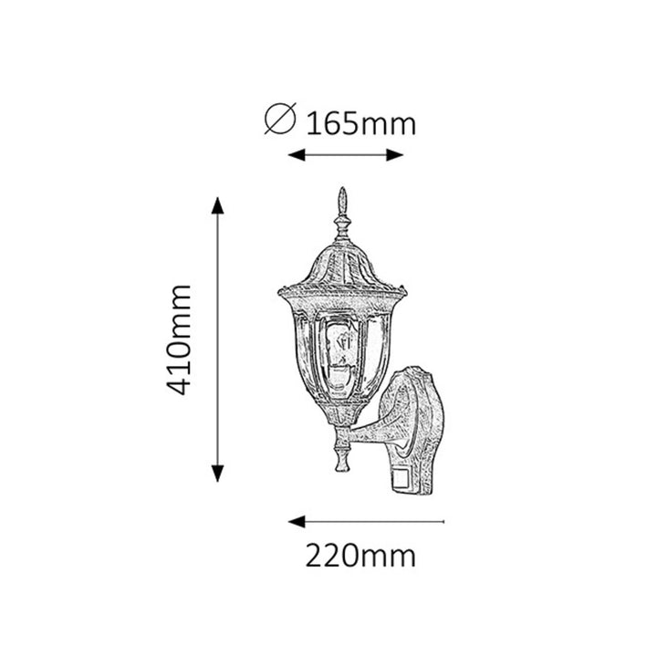 Aplique Rabalux, para exterior, con sensor de movimiento, IP43, casquillo E27, máx. 60 W, dorado antiguo, Milano, 2 unidades