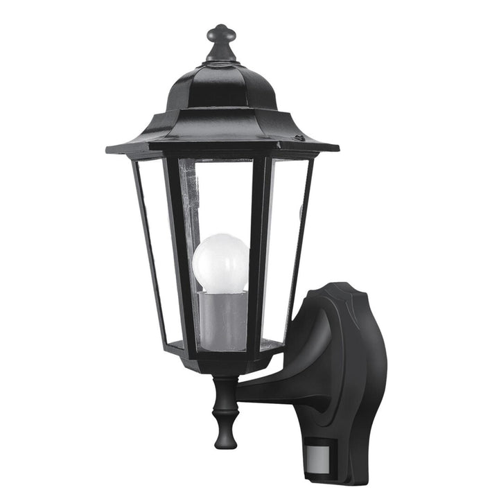Aplique Rabalux, para exterior, con sensor de movimiento, IP43, E27, máx. 60 W, negro, Velence, 2 unidades