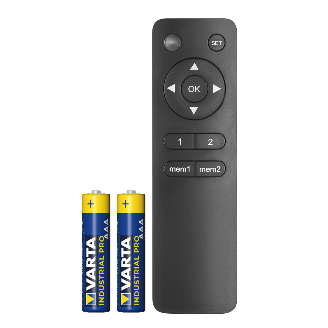 Mando a distancia para las pinzas eléctricas Maclean MC-157, compatible con los modelos MC-125, MC-490, MC-491, MC-492, MC-880, MC-880T, MC-866, MC-866T + 2 pilas alcalinas R-03 LR03 AAA Varta Industrial 4003