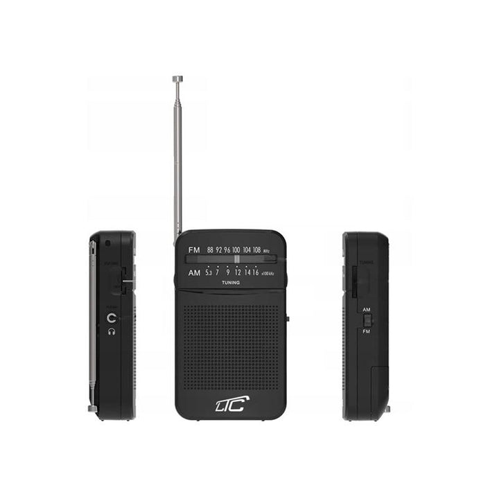 Radio de bolsillo LXLTC2029C LEGA con AM/FM/AUX, alimentación por pilas LTC + 2 pilas alcalinas AA Varta Industrial