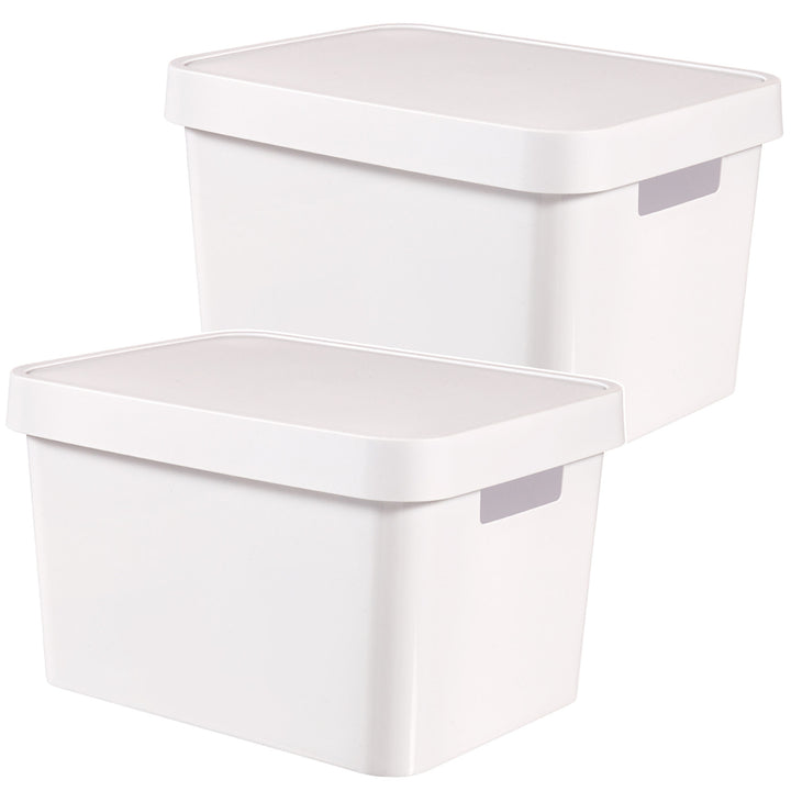 Recipiente con tapa Curver Infinity de 17 litros, color blanco, 2 unidades