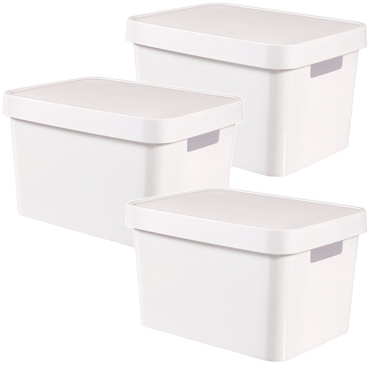 Recipiente con tapa Curver Infinity de 17 litros, color blanco, 3 unidades