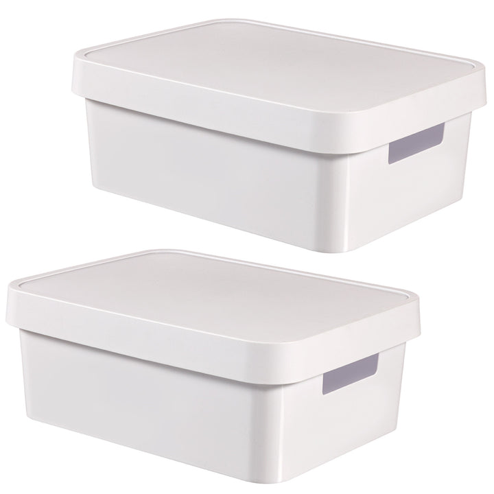 Recipiente con tapa Curver Infinity de 11 litros, color blanco, 2 unidades