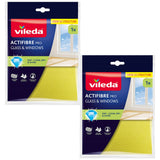 Paño Vileda Actifibre Pro para cristales y ventanas, apto para lavadora, revestimiento de PVA, sin marcas ni manchas, limpia solo con agua, 183298, 2 unidades