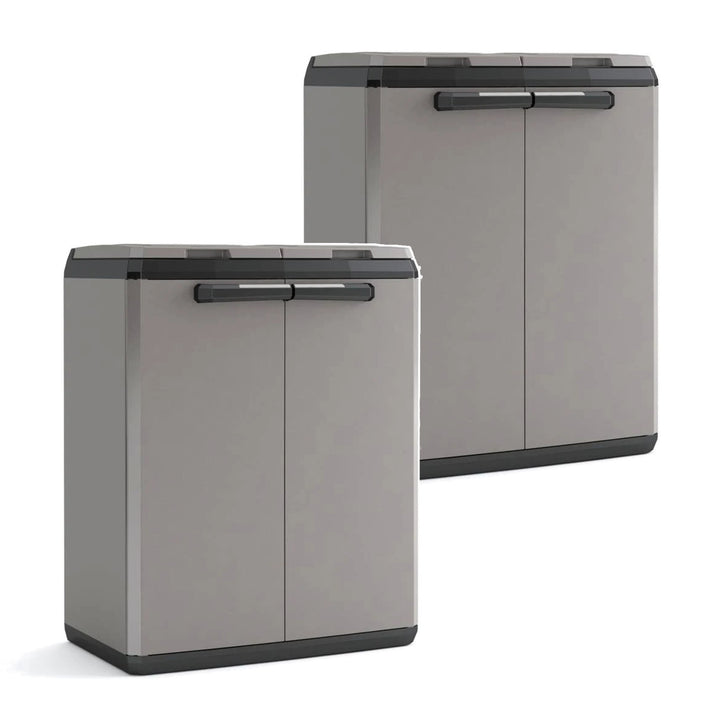 Armario para la clasificación de residuos Keter, capacidad de 2 × 110 l, tapa de apertura manual, apto para uso en exteriores, 241065, 2 unidades