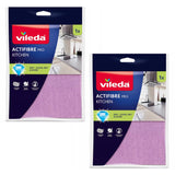 Paño de cocina Vileda Actifibre Pro, de microfibra, con recubrimiento de PVA, lavable hasta 60 °C, 183303, 2 unidades