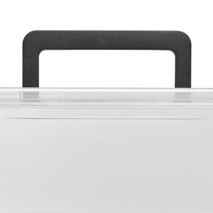 Contenedor Moxom SimpleStore, capacidad de 40 l, transparente, tapa con cierres a presión, con ruedas, sin BPA, 04-0076, 3 unidades