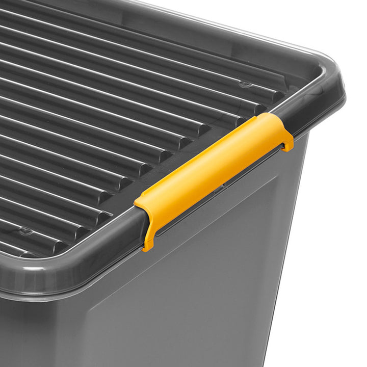 Contenedor Moxom SolidStore, capacidad de 80 l, gris, tapa con cierres a presión, con ruedas, sin BPA, 04-0217, 2 unidades