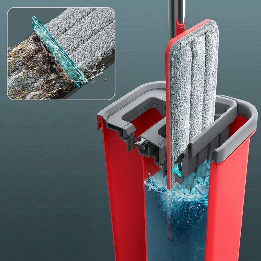 Fregona plana con cubo y escurridor GreenBlue, dos recambios de microfibra HQ, capacidad de 5,7 l, MaxiClean GB870 + paño Vileda Actifibre Soft