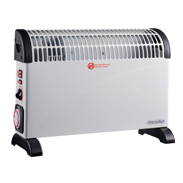 Convector eléctrico, termostato, 2000 W, temporizador de 24 horas, blanco, cable de 150 cm, Mesko, MS 7741W
