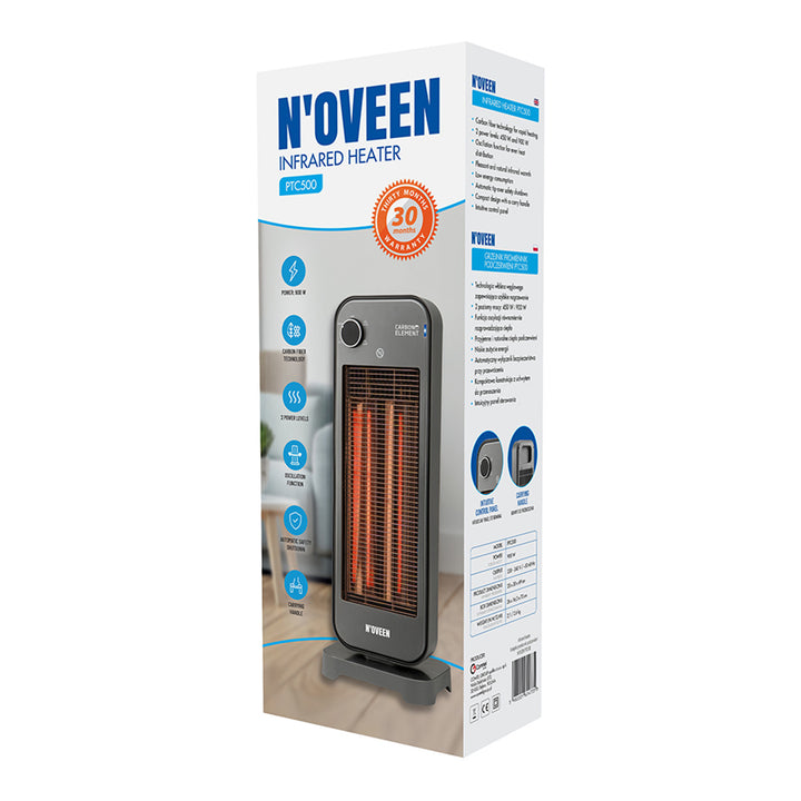 Radiador por radiación, infrarrojos, 900 W, 2 niveles de calor, Noveen