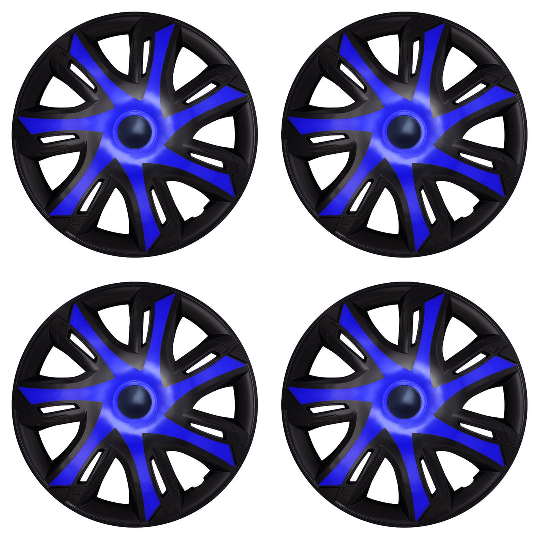 Tapacubos universales para coche de 15'' NRM N-Power azul/negro, 4 unidades