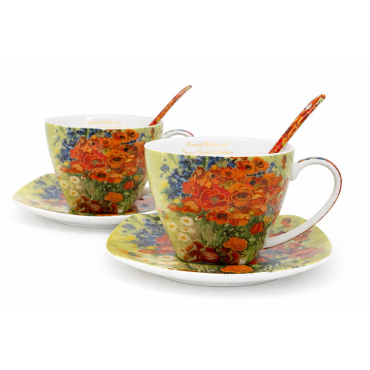 Tazas de porcelana Van Gogh «Maki», 2 x 250 ml, juego de 2 unidades, Queen Isabell