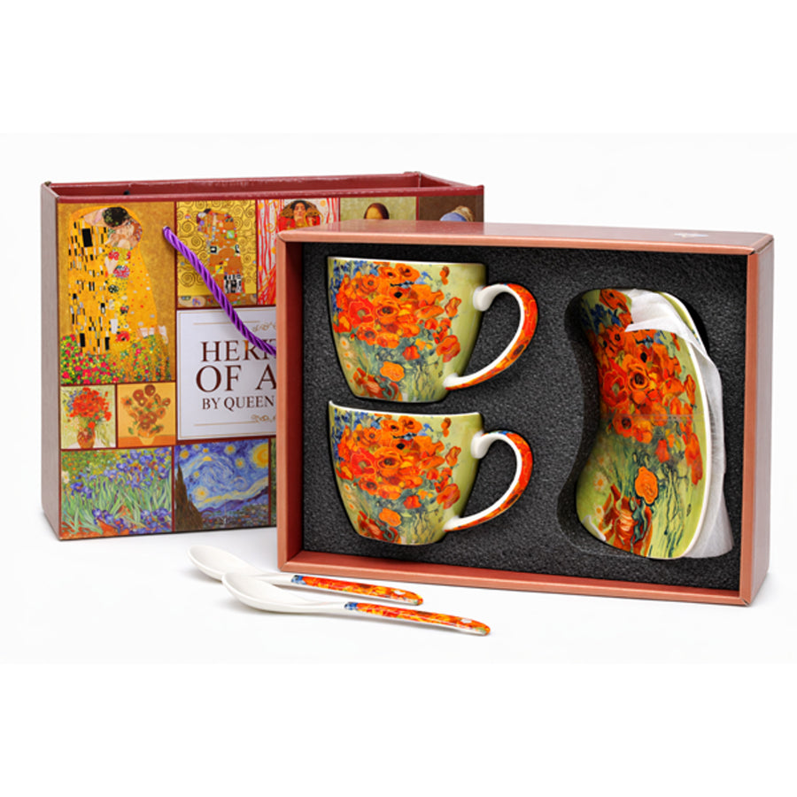 Tazas de porcelana Van Gogh «Maki», 2 x 250 ml, juego de 2 unidades, Queen Isabell