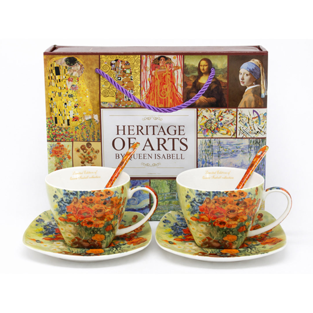 Tazas de porcelana Van Gogh «Maki», 2 x 250 ml, juego de 2 unidades, Queen Isabell