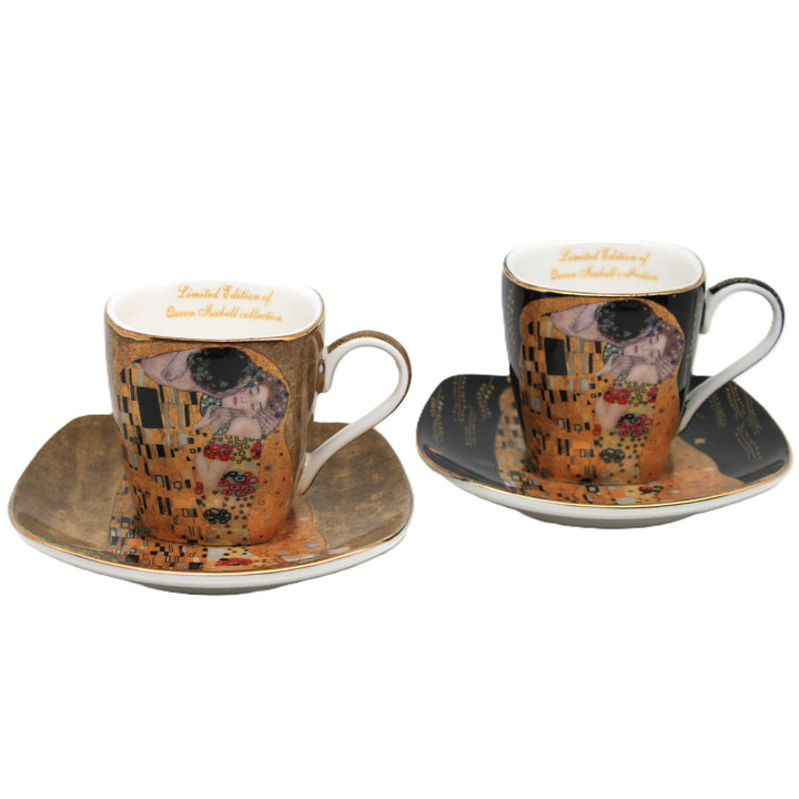 Tazas de porcelana para espresso «El beso de Klimt», 2 x 100 ml, Queen Isabell