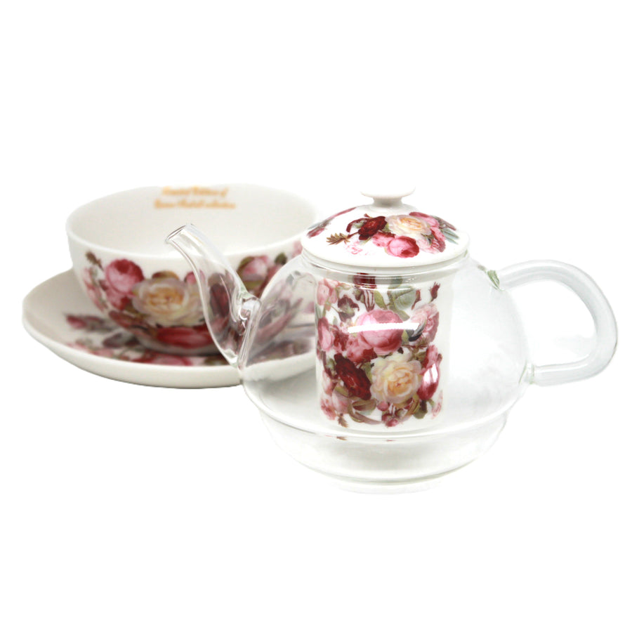 Juego de té «Rosas», taza y tetera (tea for one) Queen Isabell
