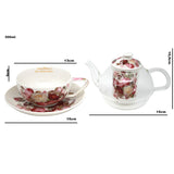 Juego de té «Rosas», taza y tetera (tea for one) Queen Isabell