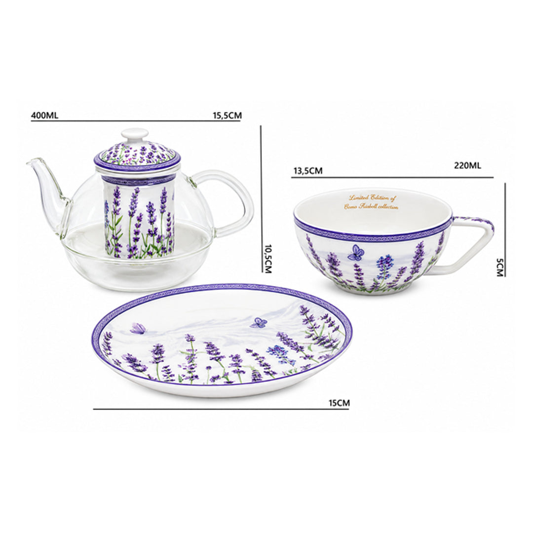 Juego de té «Lavanda», taza y tetera (tea for one) Queen Isabell
