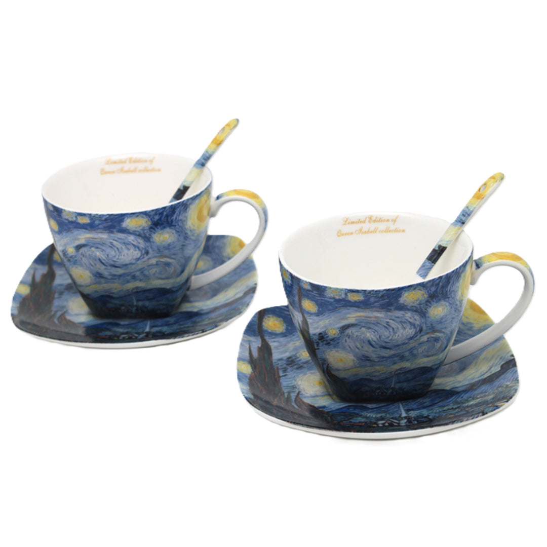 Tazas de porcelana Van Gogh «Noche estrellada», 2 x 250 ml, juego de 2 unidades, Queen Isabell