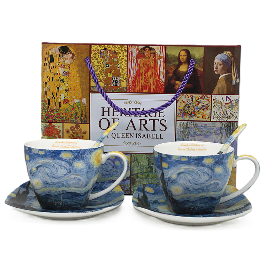 Tazas de porcelana Van Gogh «Noche estrellada», 2 x 250 ml, juego de 2 unidades, Queen Isabell