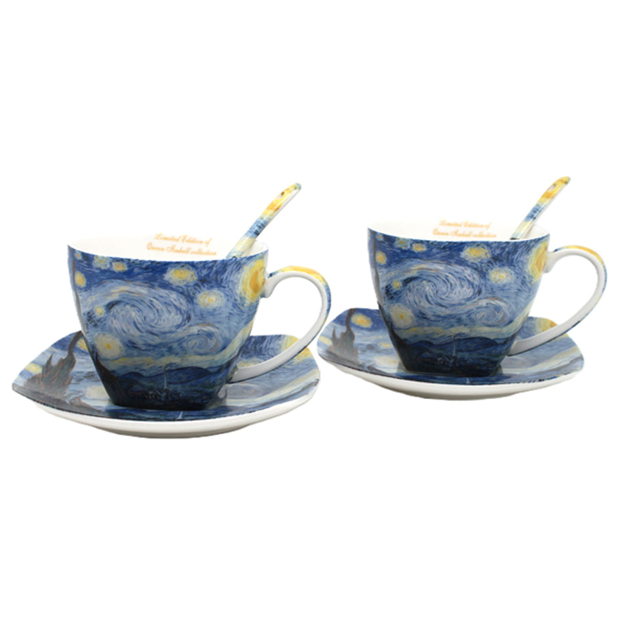 Tazas de porcelana Van Gogh «Noche estrellada», 2 x 250 ml, juego, Queen Isabell