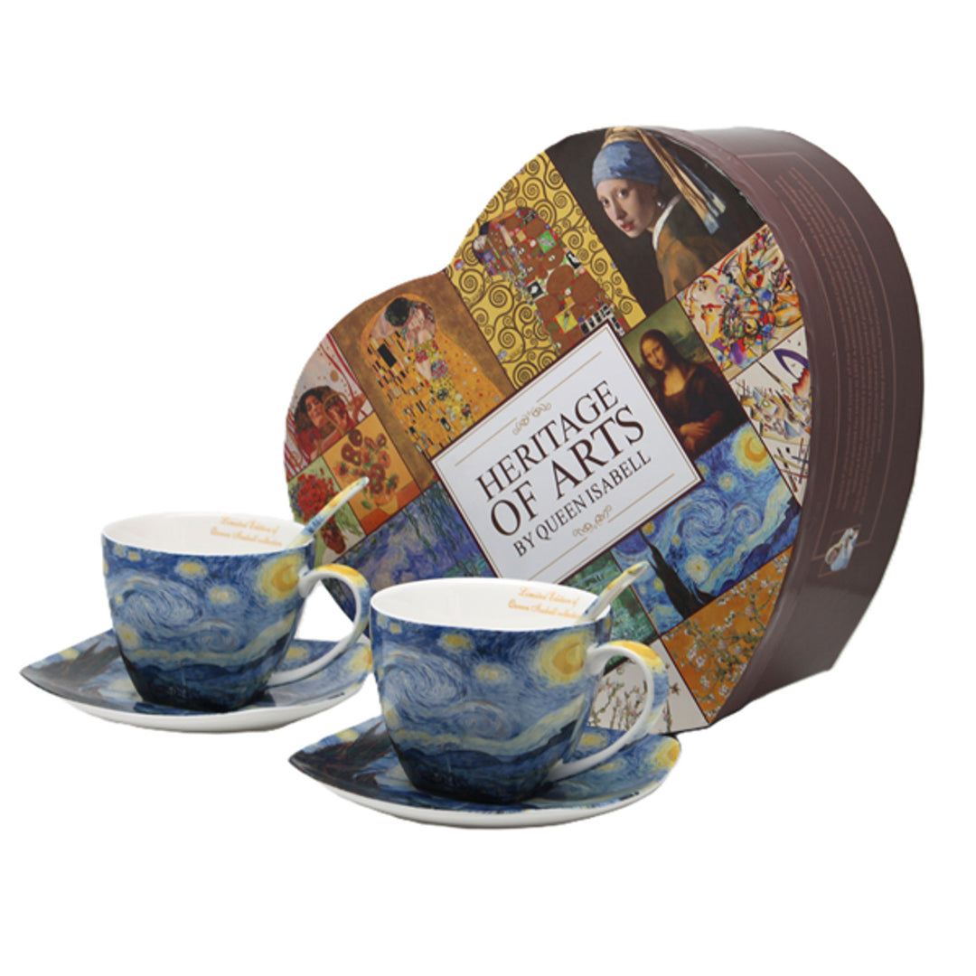 Tazas de porcelana Van Gogh «Noche estrellada», 2 x 250 ml, juego, Queen Isabell