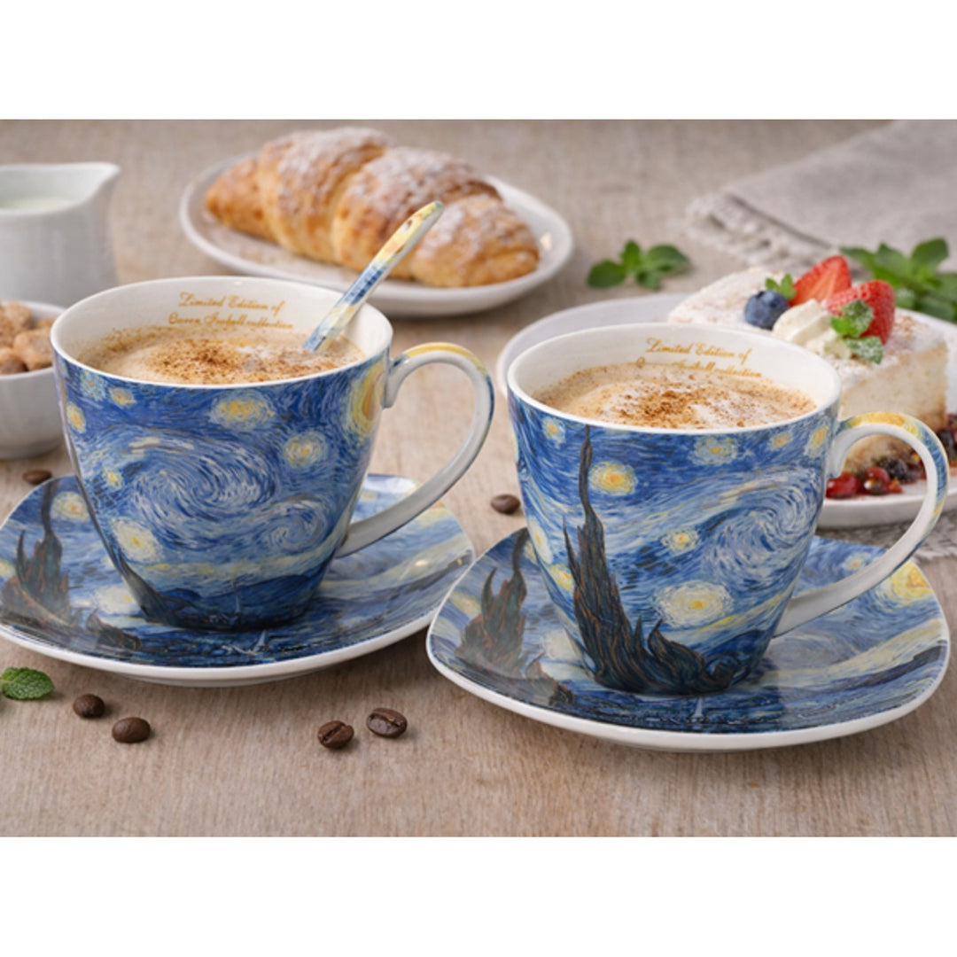 Tazas de porcelana Van Gogh «Noche estrellada», 2 x 250 ml, juego, Queen Isabell