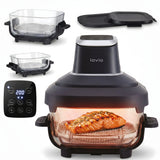 Freidora sin aceite LOVIO PureFry Ultra Crisp LVAF003BK 4 l + 1,5 l, 1550 W, negra, con recipientes de cristal