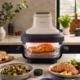 Freidora sin aceite LOVIO PureFry Ultra Crisp LVAF003BE 4 l + 1,5 l, 1550 W, color beige, con recipientes de cristal