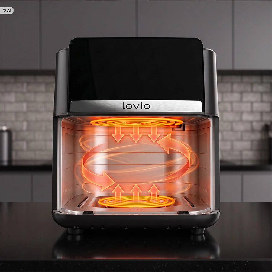 Freidora sin aceite LOVIO DualHeat XXL Ceramic LVAF004BK, 9 l, 2000 W, color negro