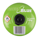 Cartucho de gas GreenBlue de 500 g. Certificado: Pi 0437, conforme a la norma EN 417, butano-propano, rango de temperatura de -10 °C a +40 °C, válvula de 7/16", GB499, 48 unidades
