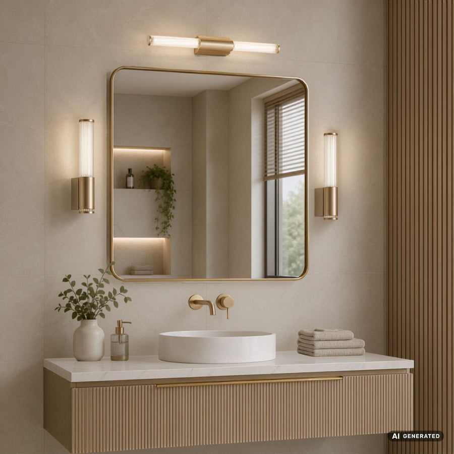 Aplique de baño, Calyn, LED 8 W, 4000 K, 620 lm, L 40 cm, dorado, IP44, 75104