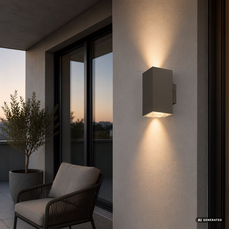 Aplique de exterior, Urfa, LED 18 W, 1800 lm, temperatura de color 2700, 4000, 6500 K, altura 16 cm, IP65, gris-beige, 77215