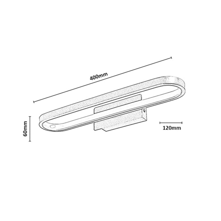 Aplique de baño, Odran, LED 15 W, 1200 lm, 4000 K, L 40 cm, gris plomo, IP44, 75114