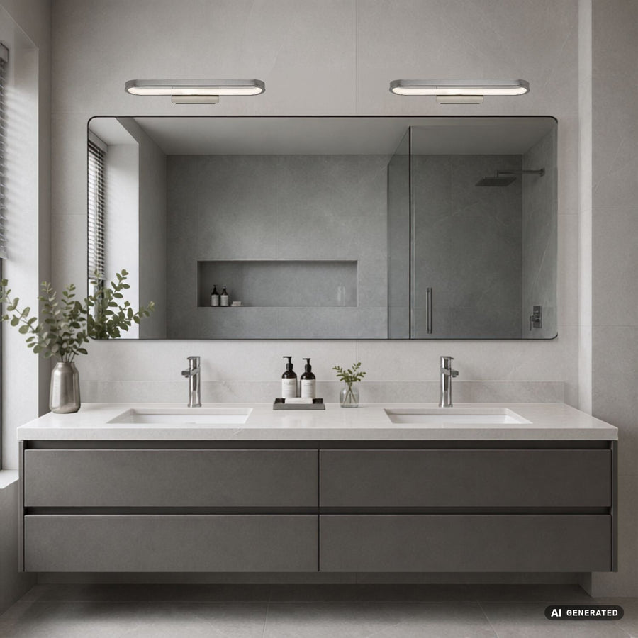 Aplique de baño, Odran, LED 15 W, 1200 lm, 4000 K, L 40 cm, gris plomo, IP44, 75114