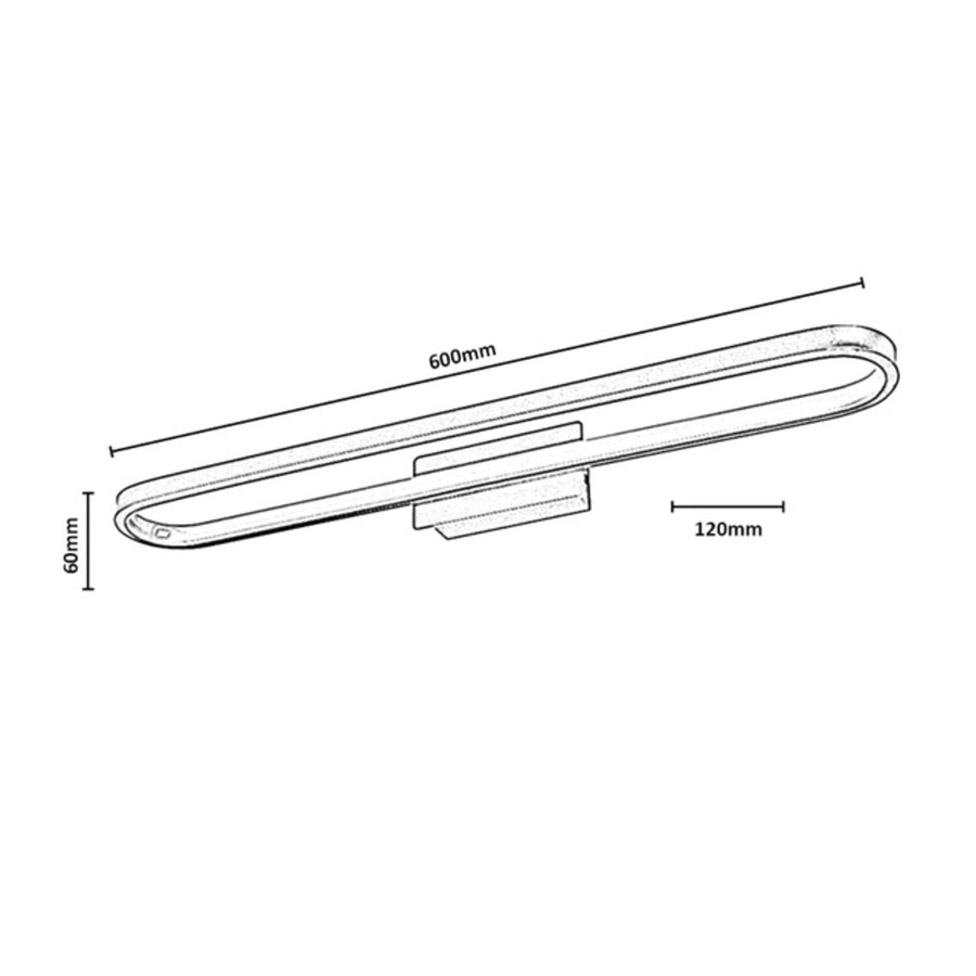 Aplique de baño, Odran, LED 18 W, 1350 lm, 4000 K, L 60 cm, color gris plomo, IP44, 75115
