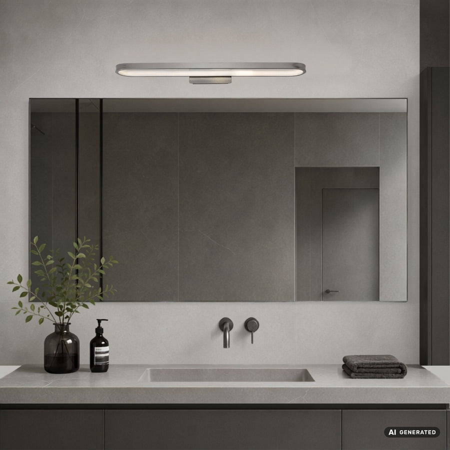 Aplique de baño, Odran, LED 18 W, 1350 lm, 4000 K, L 60 cm, color gris plomo, IP44, 75115