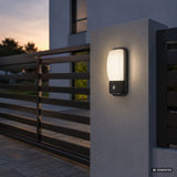 Aplique de exterior, Matzen, LED 20 W, 1860 lm, 4000 K, H 30 cm, IP65, negro, con sensor PIR, 77233