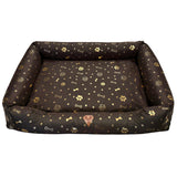 Cama para perro, 100 x 75, impermeable, con huesos dorados, desmontable, Dogs4life
