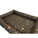Cama para perro, 100 x 75, impermeable, con huesos dorados, desmontable, Dogs4life