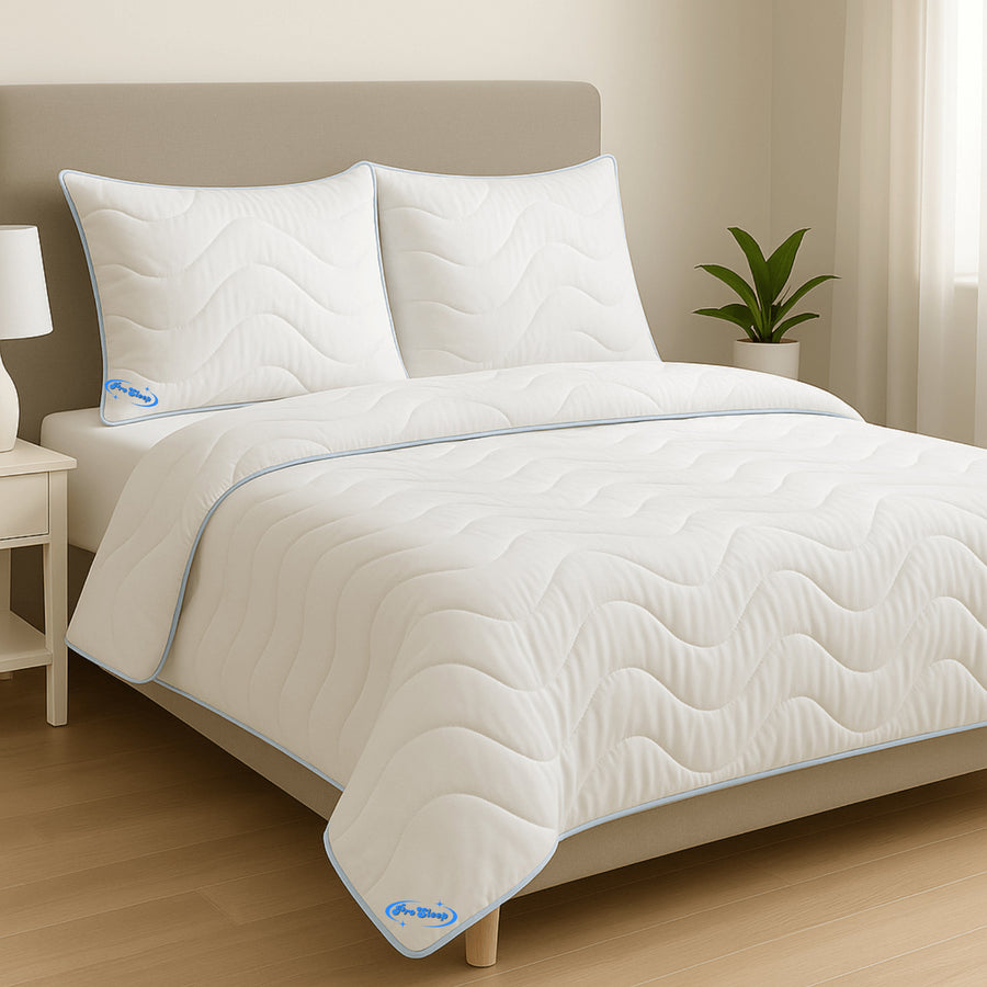 Edredón de invierno antialérgico acolchado de 200 x 200 cm + 2 almohadas ProSleep