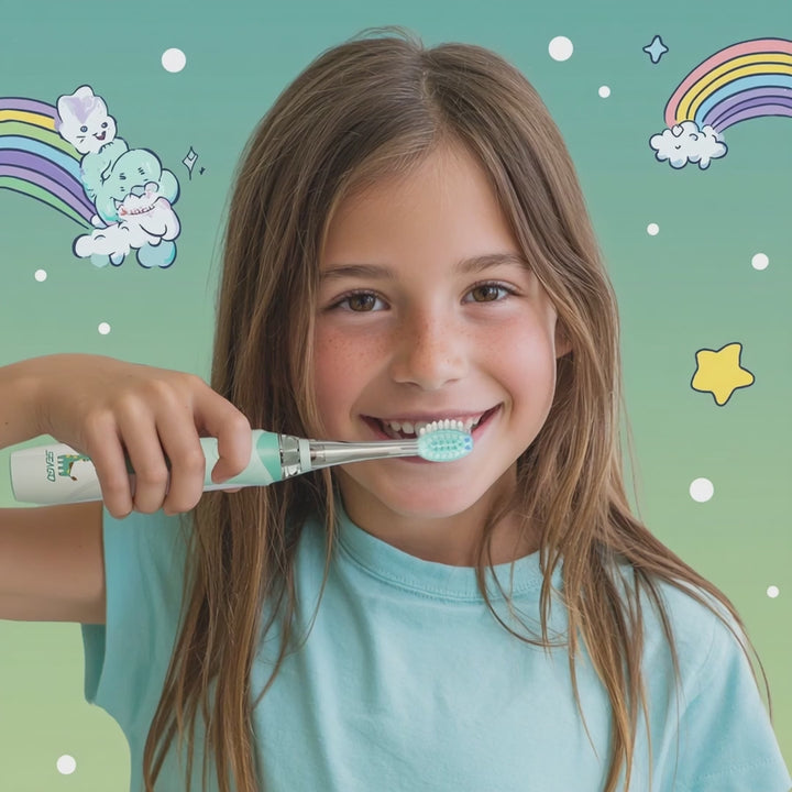 SEAGO Cepillo Dental Sónico Infantil, Color Verde, 1xAA 1,5V (no incluido), 3 Puntas de Repuesto, SG-977 Verde