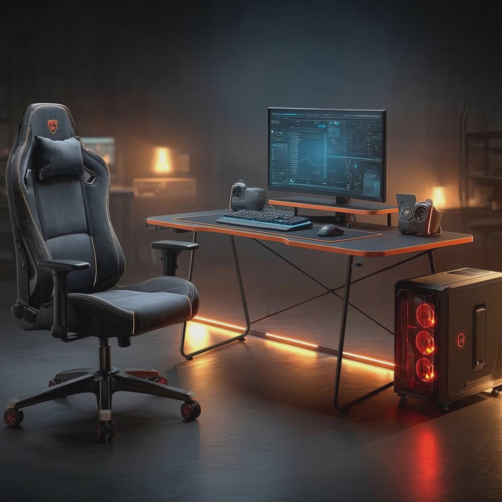 NanoRS RS170 Escritorio para juegos con estante para monitor, 50 kg máx., altura 850 mm, Color negro