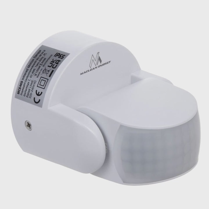 Maclean MCE468 W Detector de Movimiento PIR, Infrarrojos, IP65, Blanco, Alcance 12 m, Carga máx. 600/1200 W
