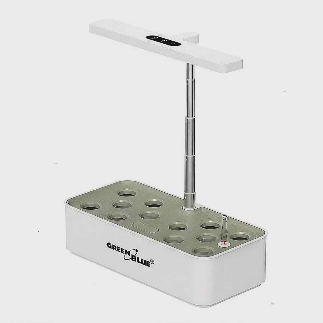 Sistema inteligente de cultivo interior GreenBlue, maceta SMART, capacidad de 4 l, para 12 plantas, LED de espectro completo, GB133