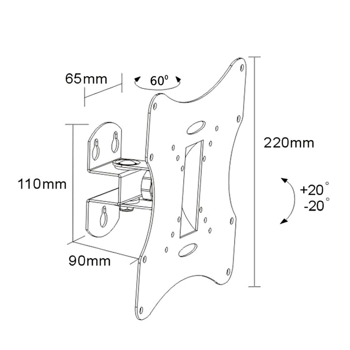 Suporte de parede para ecrã de TV PLASMA, LCD, LED 23-50" 30kg VESA 200x200 Maclean MC-501A B
