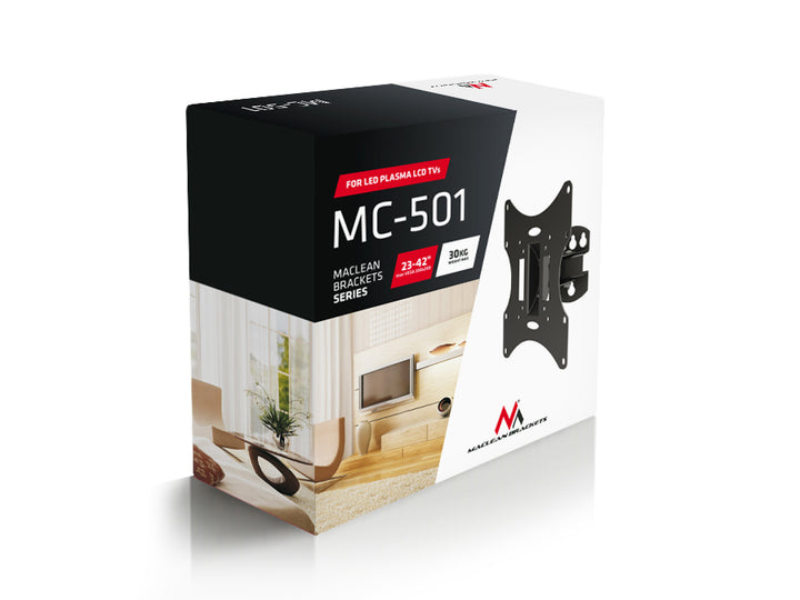 Suporte de parede para ecrã de TV PLASMA, LCD, LED 23-50" 30kg VESA 200x200 Maclean MC-501A B