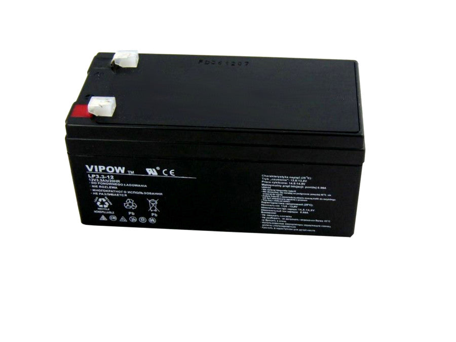 Bateria de gel Vipow, sem manutenção, longa duração, 12 V 3,3 Ah